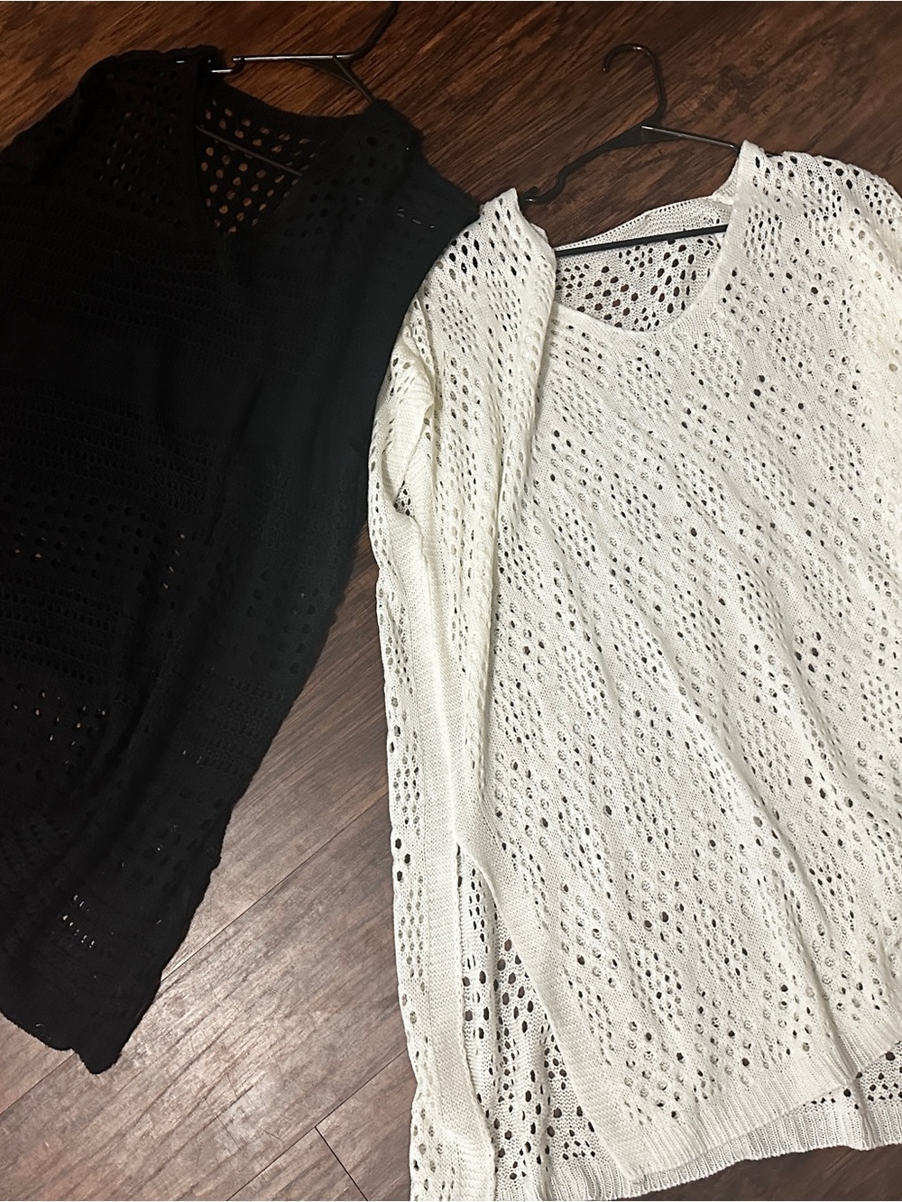 Unk Black & White Open-Knit Swim Coverups